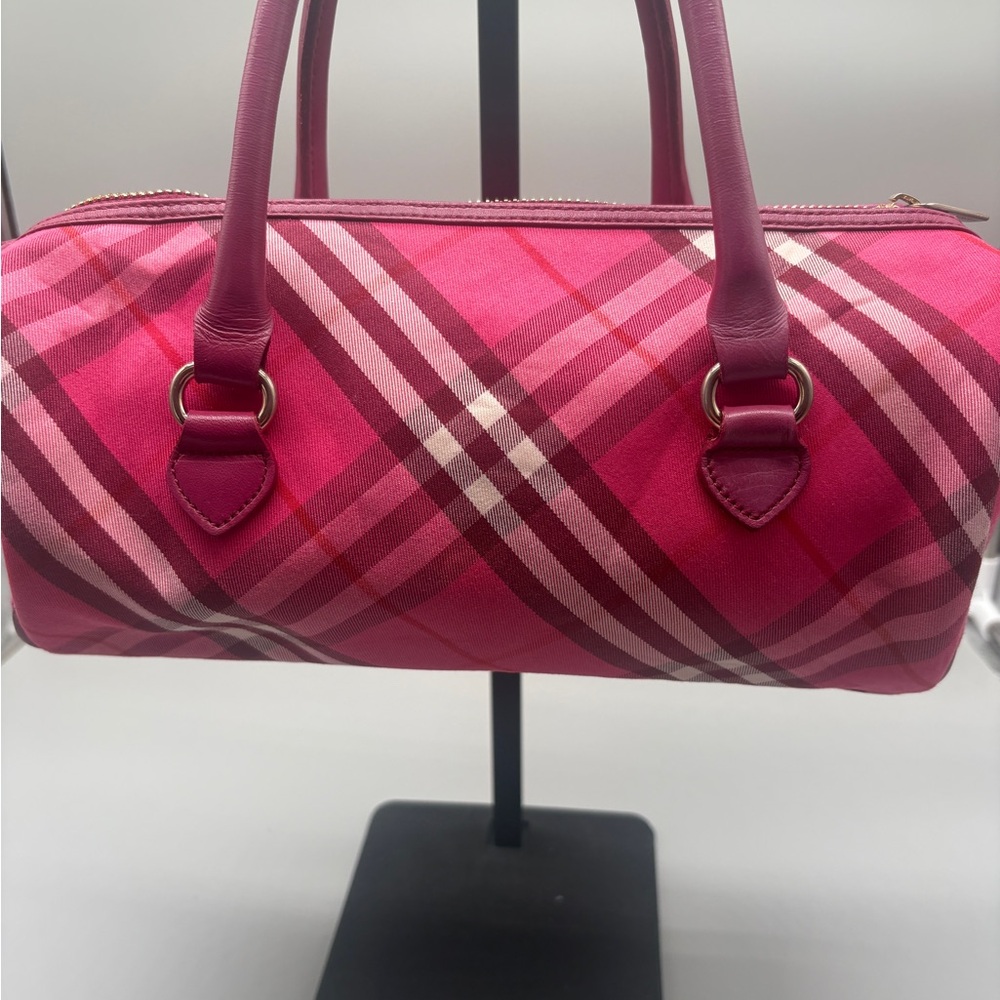 Burberry Blue Label Pink Nova Check Barrel Mini Boston Bag Japan Exclusive